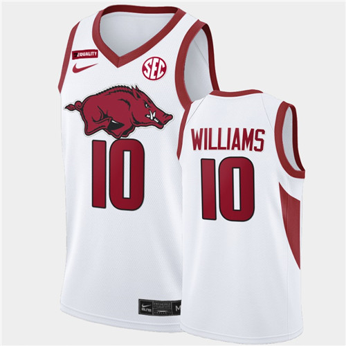 Mens Arkansas Razorbacks #10 Jaylin Williams Nike White College Basketball Special Edition Jersey