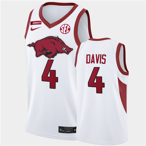 Mens Arkansas Razorbacks #4 Davonte Davis Nike White College Basketball Special Edition Jersey