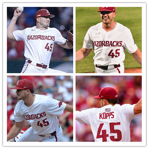 Mens Arkansas Razorbacks #45 Kevin Kopps 2020 Diamonds Nike White Vapor Prime College Baseball