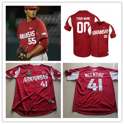 Mens Arkansas Razorbacks Custom Drew Smyly Barrett Astin Andrew Benintendi Blaine Knight Nike Cardinal Baseball Jersey