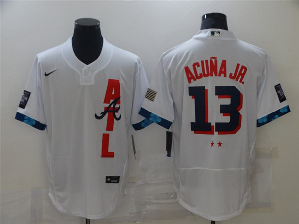 Mens Atlanta Braves #13 Ronald Acuna Jr Nike Nike White 2021 MLB All-Star Game Jerseys