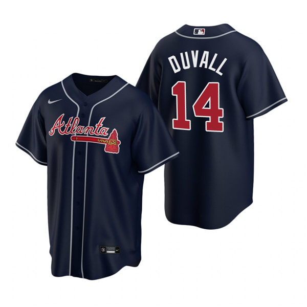 Mens Atlanta Braves #14 Adam Duvall Nike Navy Alternate Cool Base Jersey