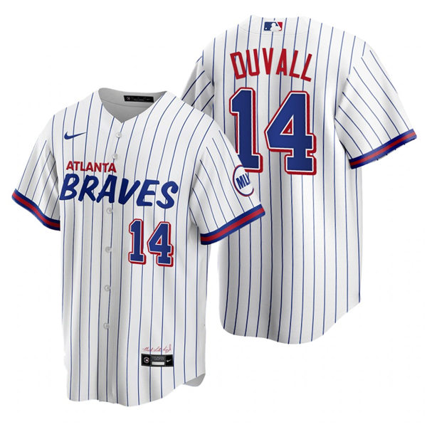 Mens Atlanta Braves #14 Adam Duvall Nike White 2021 City Connect Jersey