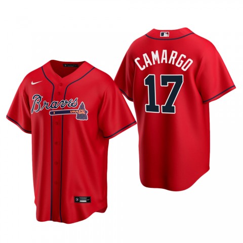 Mens Atlanta Braves #17 Johan Camargo Nike Red Alternate Cool Base Jersey