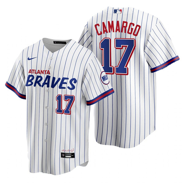 Mens Atlanta Braves #17 Johan Camargo Nike White 2021 City Connect Jersey