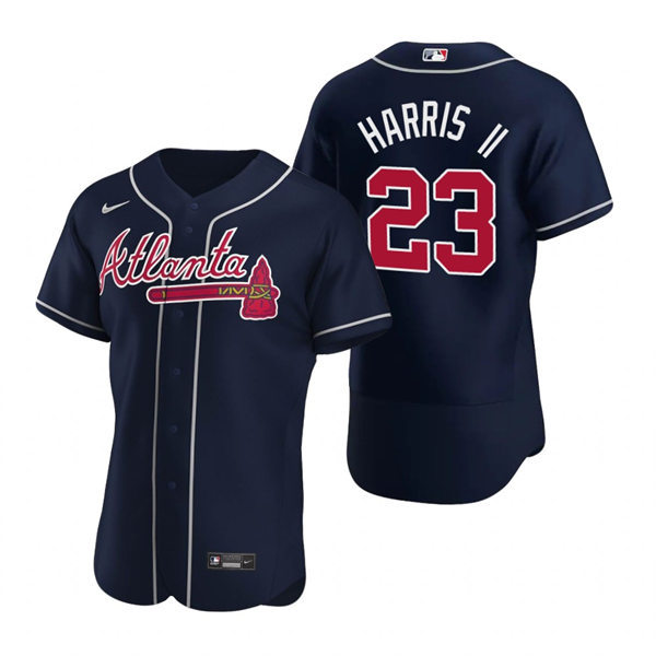 Mens Atlanta Braves #23 Michael Harris II Navy Alternate Cool Base Jersey