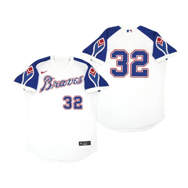 Mens Atlanta Braves #32 Collin McHugh Nike White Pullover Cooperstown Jersey