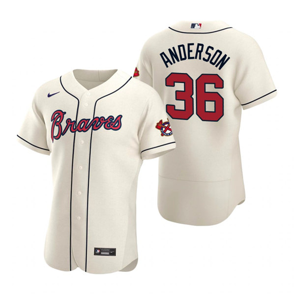 Mens Atlanta Braves #36 Ian Anderson Nike Cream Alternate Flex Base Jersey