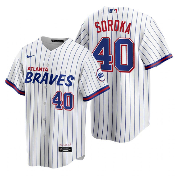 Mens Atlanta Braves #40 Mike Soroka Nike White 2021 City Connect Jersey