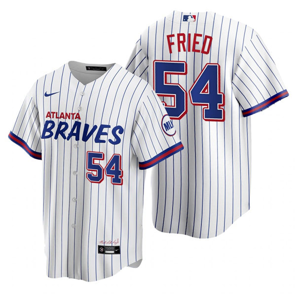 Mens Atlanta Braves #54 Max Fried Nike White 2021 City Connect Jersey