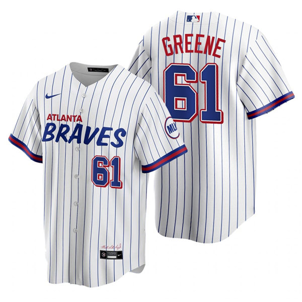 Mens Atlanta Braves #61 Shane Greene Nike White 2021 City Connect Jersey