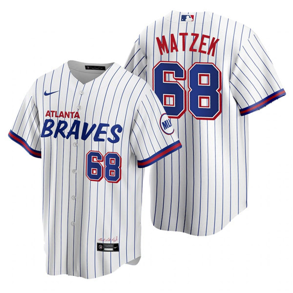 Mens Atlanta Braves #68 Tyler Matzek Nike White 2021 City Connect Jersey