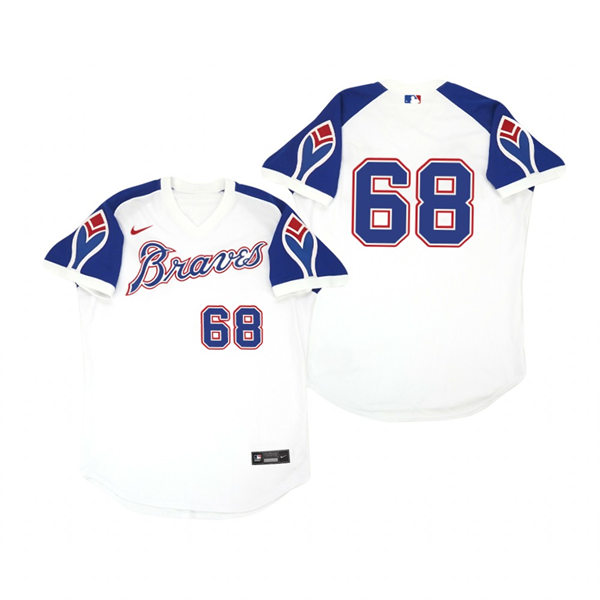 Mens Atlanta Braves #68 Tyler Matzek Nike White Pullover Cooperstown Jersey