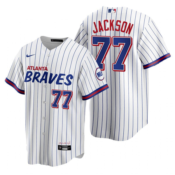 Mens Atlanta Braves #77 Luke Jackson Nike White 2021 City Connect Jersey