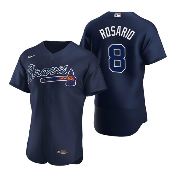 Mens Atlanta Braves #8 Eddie Rosario Nike Navy Alternate 2nd FlexBase Jersey