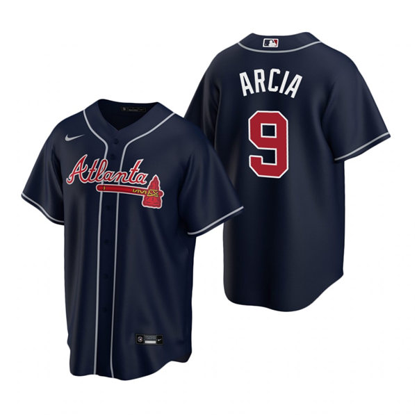 Mens Atlanta Braves #9 Orlando Arcia Nike Navy Alternate Cool Base Jersey