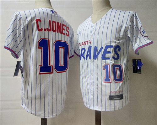 Mens Atlanta Braves Retired Player #10 Chipper Jones Nike White 2021 City Connect Baseball Jersey