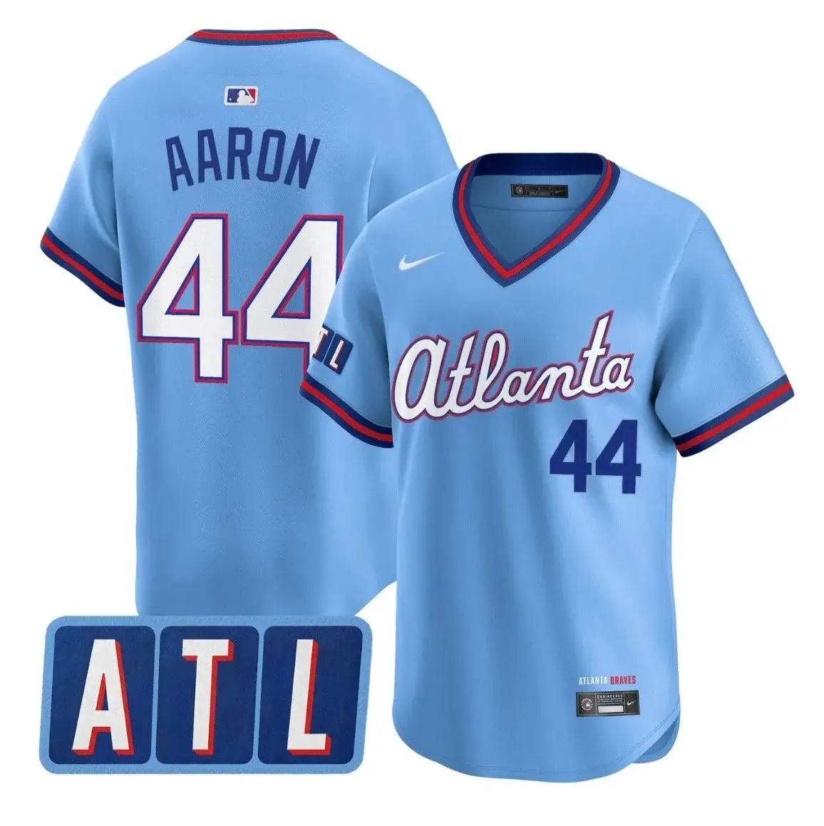 Mens Atlanta Braves Retired Player #44 Hank Aaron 2026 Blue City Connect 2.0 Limited Jersey 