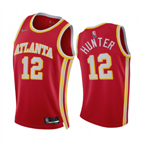 Mens Atlanta Hawks #12 De'Andre Hunter Nike Red 2021-22 Icon Edition Swingman Jersey