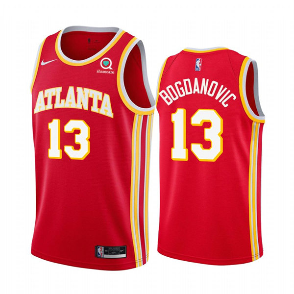 Mens Atlanta Hawks #13 Bogdan Bogdanovic Nike Red 2021-22 Icon Edition Swingman Jersey
