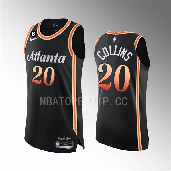Mens Atlanta Hawks #20 John Collins Black 2022-23 City Edition Swingman Jersey