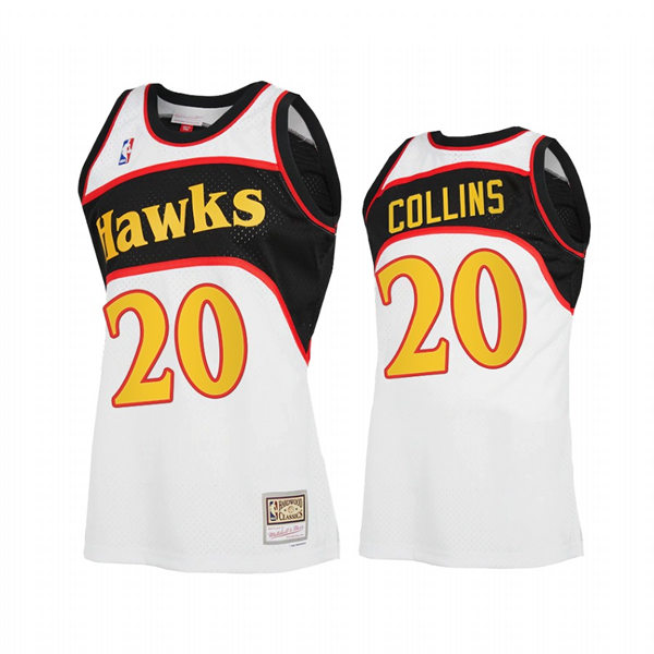 Mens Atlanta Hawks #20 John Collins White Retro 1986-87 Hardwood Classics Jersey