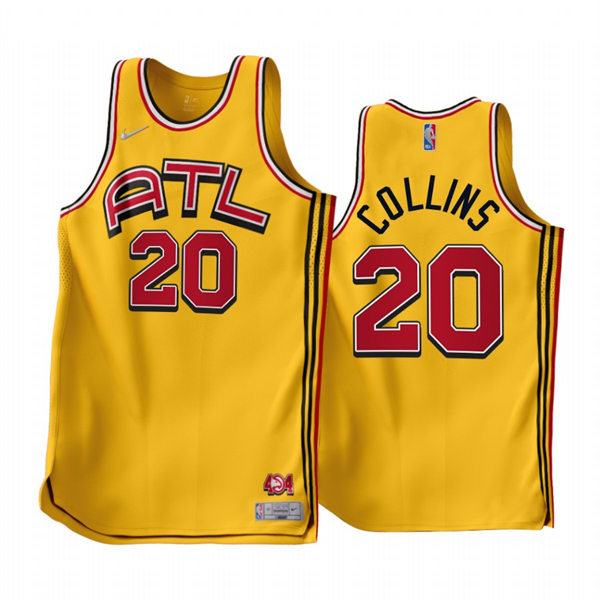 Mens Atlanta Hawks #20 John Collins Yellow 2022-23 Earned Edition Jersey