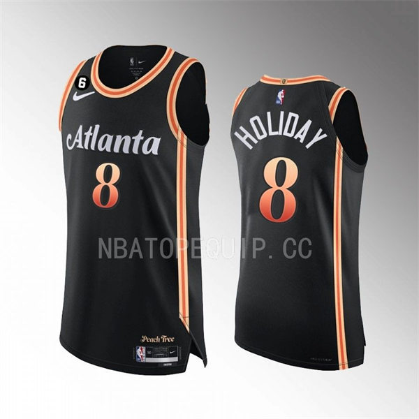 Mens Atlanta Hawks #8 Justin Holiday Black 2022-23 City Edition Swingman Jersey