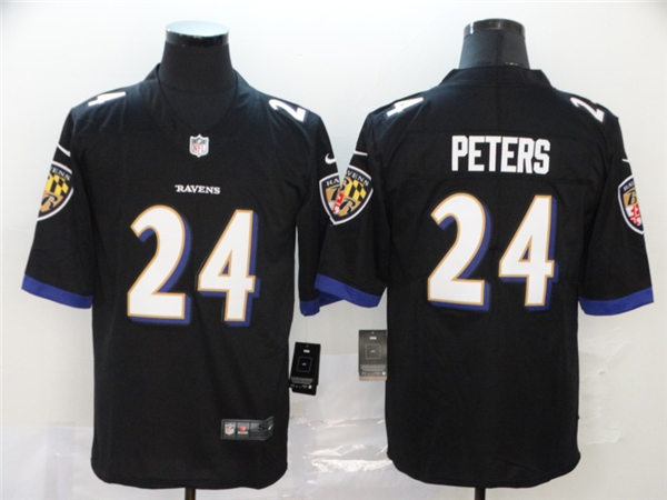 Mens Baltimore Ravens #24 Marcus Peters Nike Black Vapor Limited Player Stitched Jersey