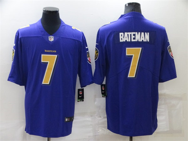 Mens Baltimore Ravens #7 Rashod Bateman Nike Purple Color Rush Limited Stitched Jersey