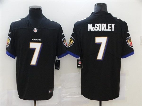 Mens Baltimore Ravens #7 Trace McSorley Nike Black Vapor Limited Player Stitched Jersey