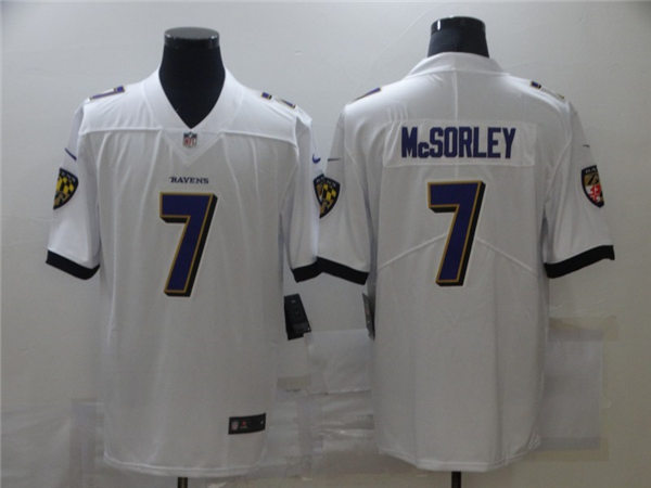 Mens Baltimore Ravens #7 Trace McSorley Nike White Vapor Limited Player Stitched Jersey