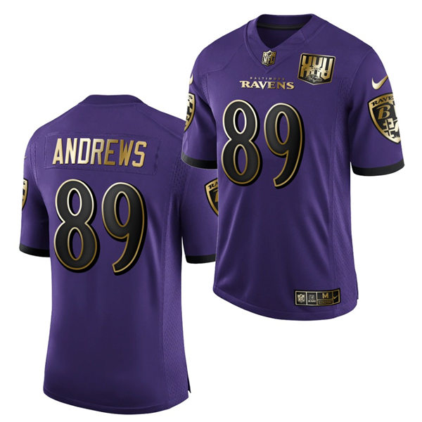 Mens Baltimore Ravens #89 Mark Andrews Nike Purple 25th Anniversary Speed Machine Golden Limited