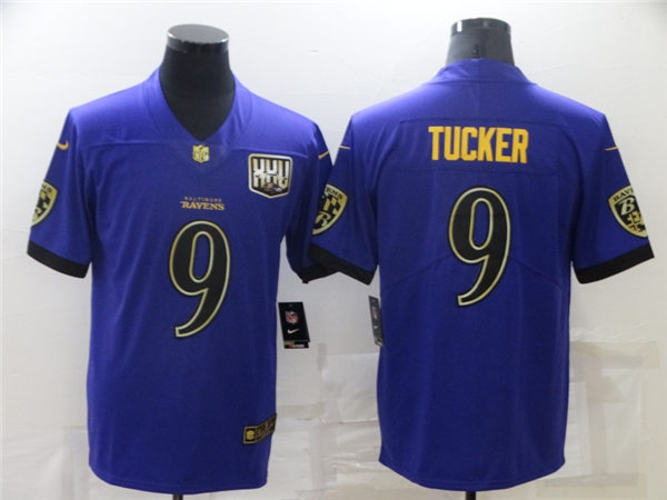 Mens Baltimore Ravens #9 Justin Tucker Nike Purple 25th Anniversary Speed Machine Golden Limited