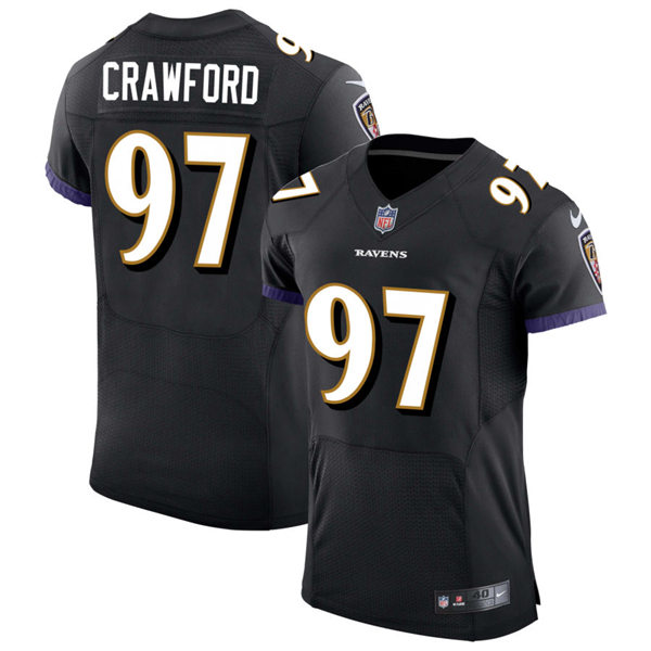 Mens Baltimore Ravens #97 Aaron Crawford Nike Black Alternate Vapor Limited Player Jersey