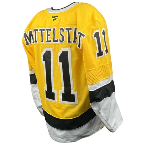 Mens Boston Bruins #11 Casey Mittelstadt 2026 Stadium Series Premium Jersey Yellow 