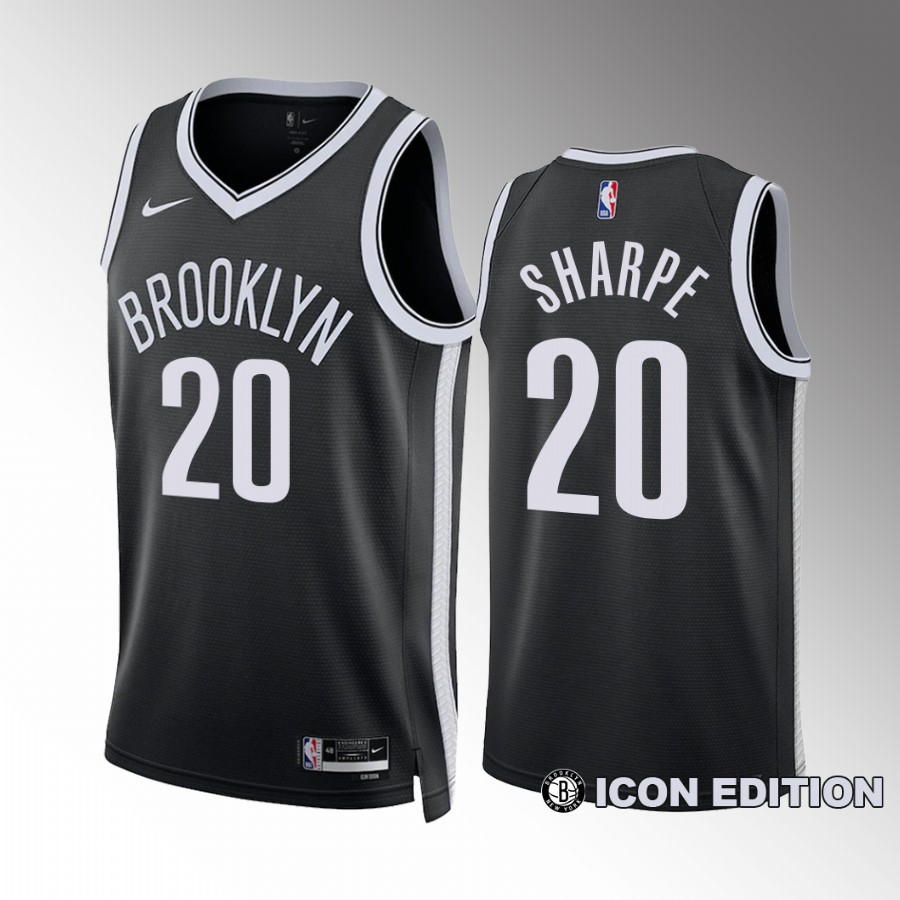 Mens Brooklyn Nets #20 Day'Ron Sharpe Nike Black Icon Edition Player Jersey