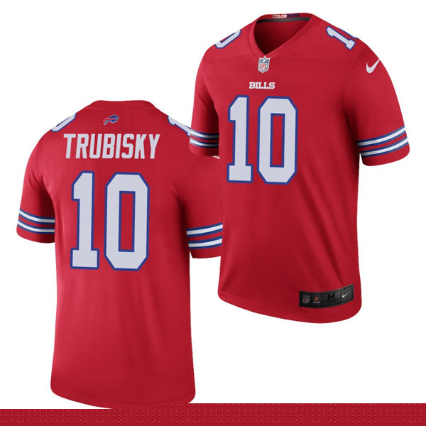 Mens Buffalo Bills #10 Mitchell Trubisky Nike Red Color Rush Vapor Limited Player Jersey