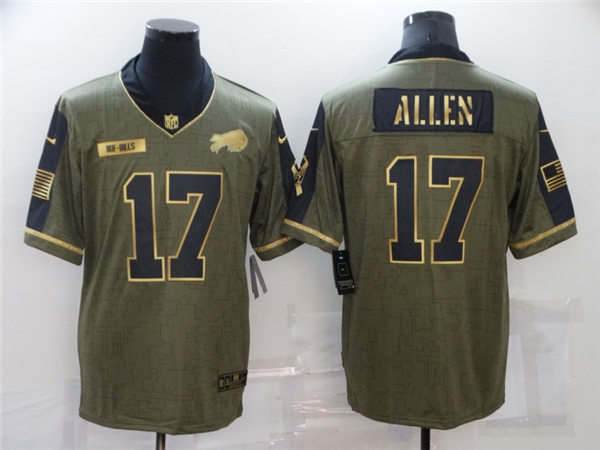 Mens Buffalo Bills #17 Josh Allen Nike 2021 Olive Golden Salute To Service Limited Stitched Jersey