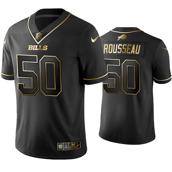 Mens Buffalo Bills #50 Gregory Rousseau Nike Black Golden Edition Vapor Limited Jersey