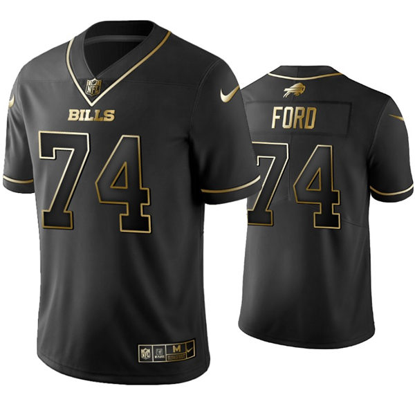 Mens Buffalo Bills #74 Cody Ford Nike Black Golden Edition Vapor Limited Jersey