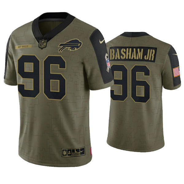 Mens Buffalo Bills #96 Carlos Basham Jr. Nike Olive 2021 Salute To Service Limited Jersey
