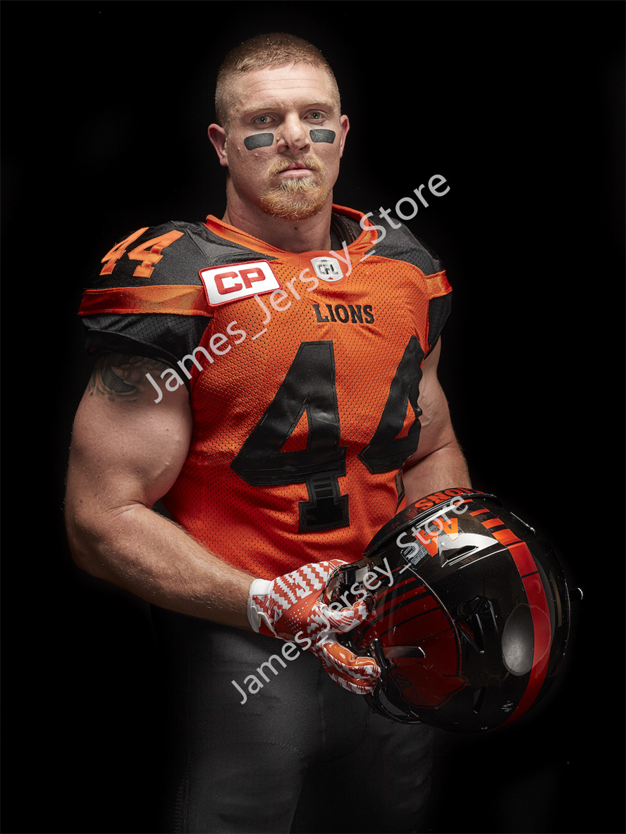 Mens CFL BC Lions Customize  Orange Stitched Football Jerseys