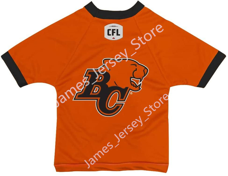Mens CFL BC Lions Customize Home Orange Stitched Football Jerseys