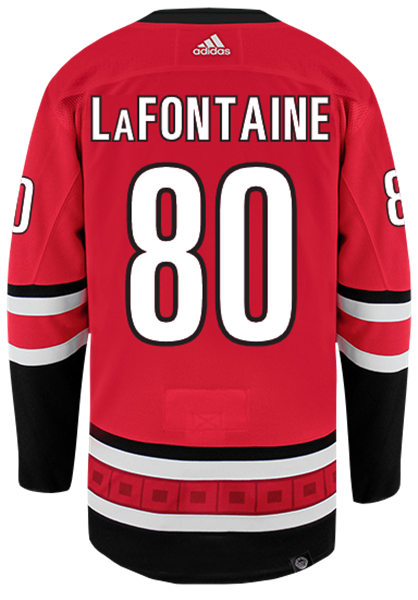 Mens Carolina Hurricanes #80 Jack LaFontaine adidas Home Red Stitched Jersey