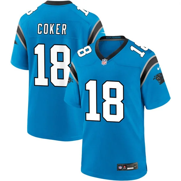 Mens Carolina Panthers #18 Jalen Coker Nike Blue Alternate Vapor F.U.S.E. Limited Jersey 