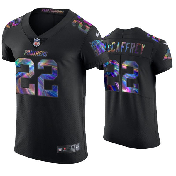 Mens Carolina Panthers #22 Christian McCaffrey Nike Black Holographic Edition Jersey