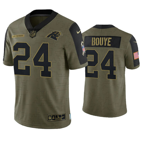 Mens Carolina Panthers #24 A.J. Bouye Nike Olive 2021 Salute To Service Limited Jersey