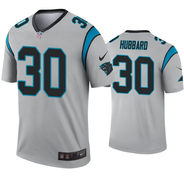 Mens Carolina Panthers #30 Chuba Hubbard Nike Grey Inverted Legend Jersey