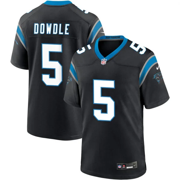 Mens Carolina Panthers #5 Rico Dowdle Nike Black Vapor F.U.S.E. Limited Jersey 